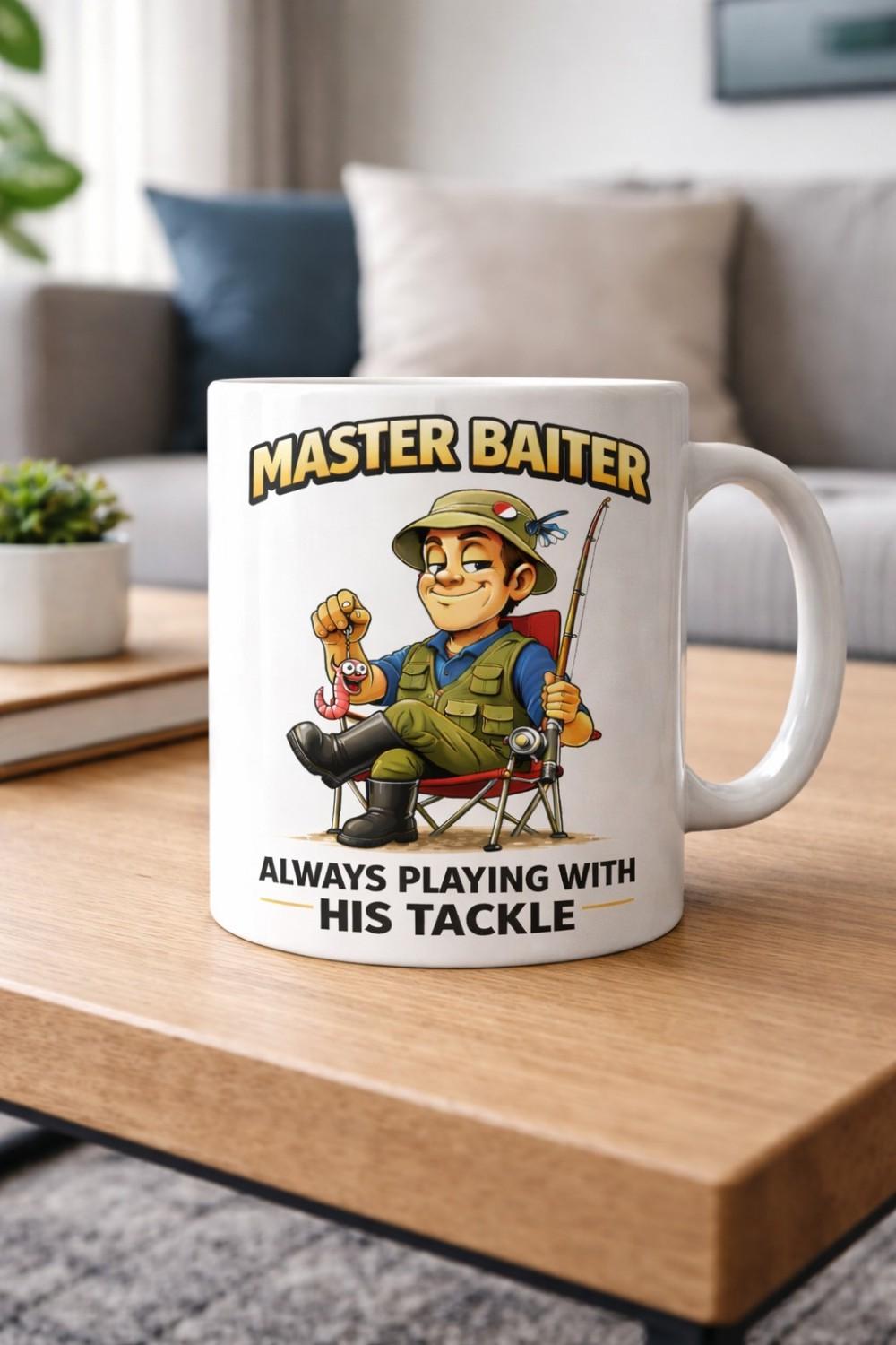 Funny Fishing Mug Master Baiter Fisherman Gift, Angler Cup. Novelty Fishing Cup Funny Fisherman Present