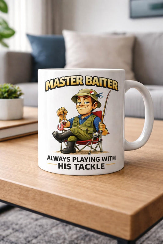 Funny Fishing Mug Master Baiter Fisherman Gift, Angler Cup. Novelty Fishing Cup Funny Fisherman Present