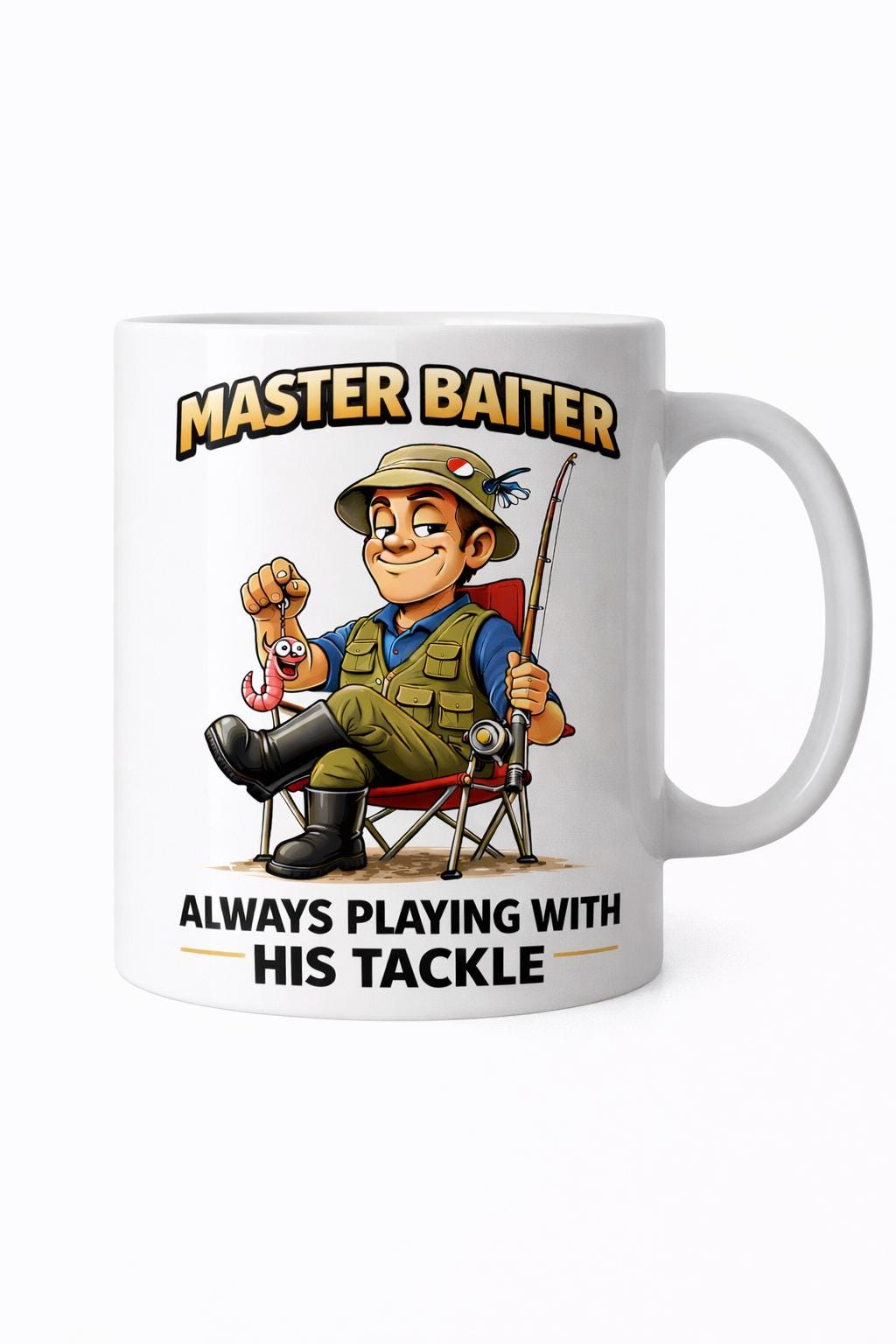 Funny Fishing Mug Master Baiter Fisherman Gift, Angler Cup. Novelty Fishing Cup Funny Fisherman Present