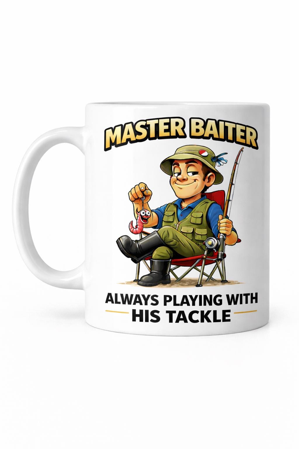 Funny Fishing Mug Master Baiter Fisherman Gift, Angler Cup. Novelty Fishing Cup Funny Fisherman Present