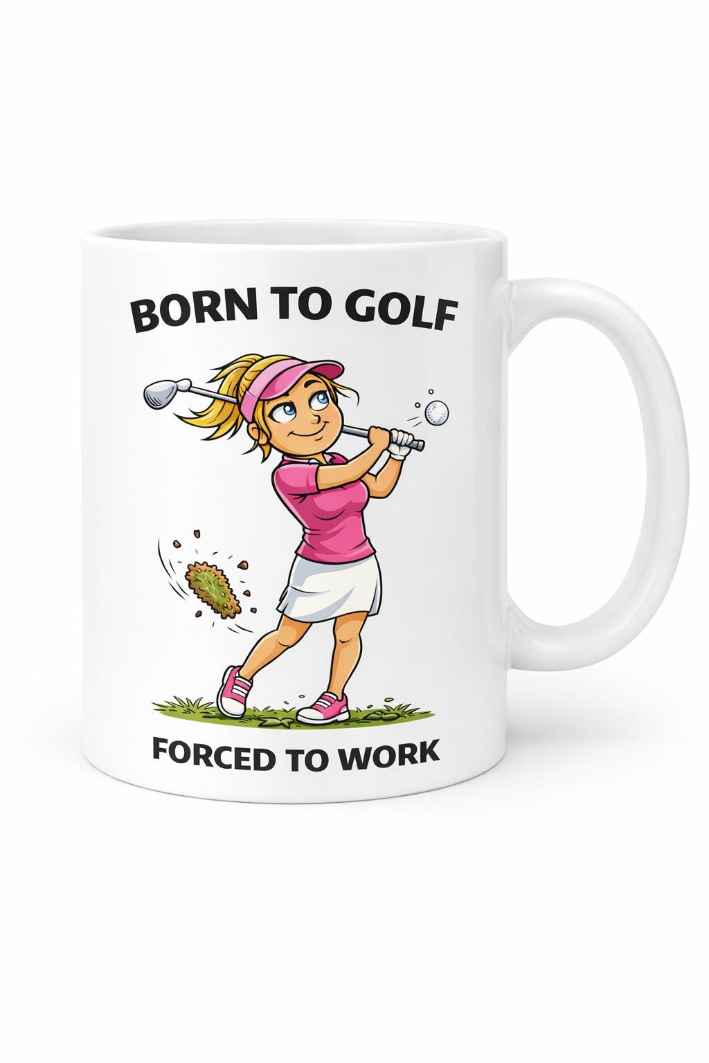 Born To Golf Forced To Work Mug, Funny Golf Mug, Golf Gift For Her, Golfer Gift, Ladies Golf Mug, Funny Work Mug, Golf Lover Gift