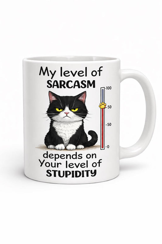 Funny Cat Mug, Rude Cat Gift, Sarcastic Cat Lover Mug, Black & White Cat Mug