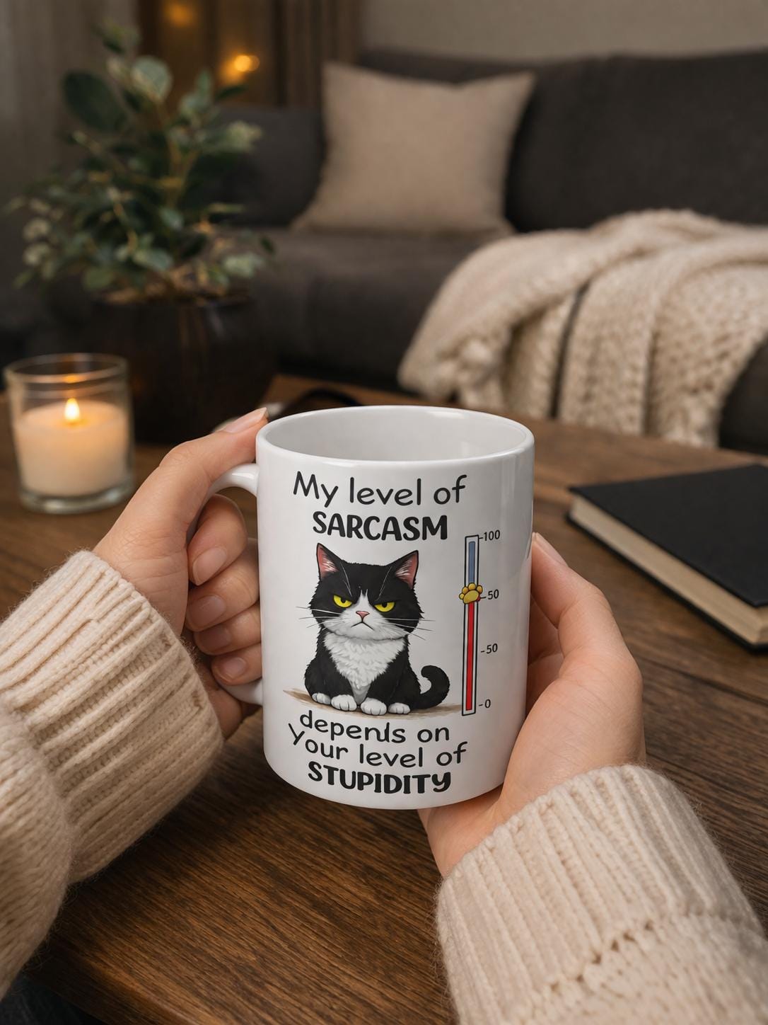 Funny Cat Mug, Rude Cat Gift, Sarcastic Cat Lover Mug, Black & White Cat Mug
