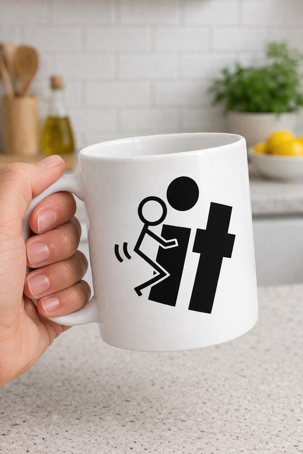Funny Fu*k It Mug, Rude Novelty Coffee Cup, Cheeky Adult Humour Gift