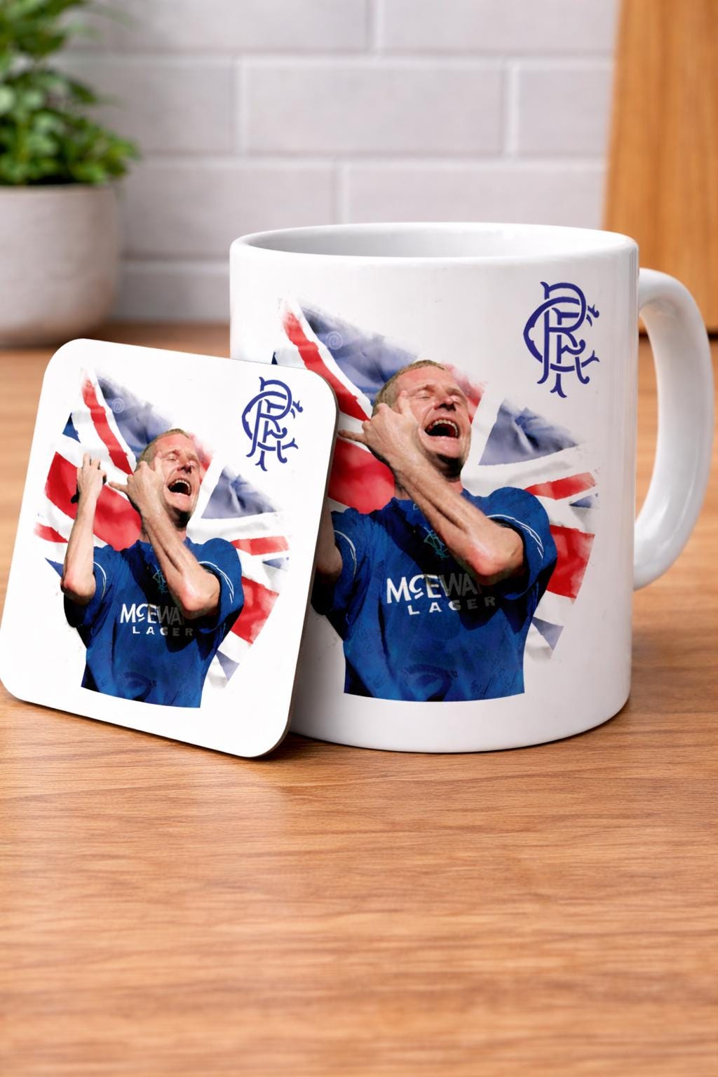 Rangers Inspired Gazza Mug, Football Fan Gift, Novelty Coffee Cup