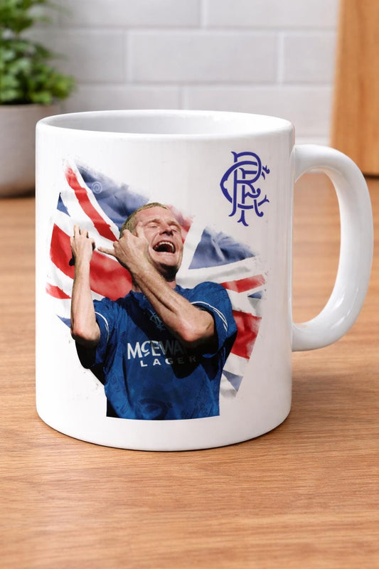 Rangers Inspired Gazza Mug, Football Fan Gift, Novelty Coffee Cup