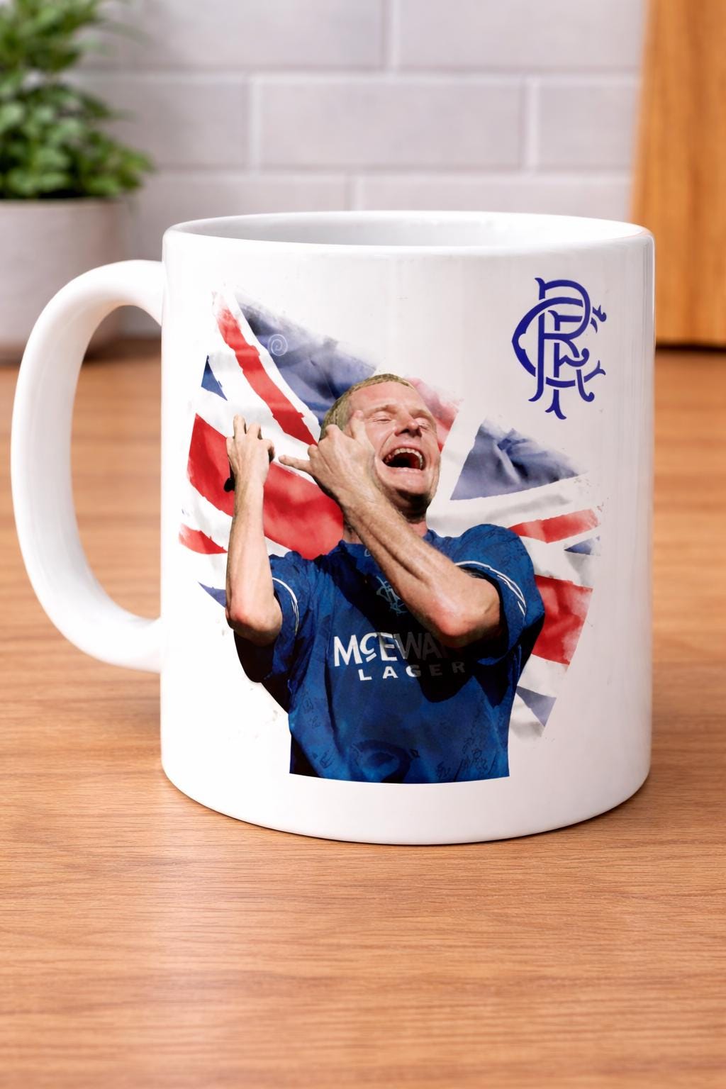 Rangers Inspired Gazza Mug, Football Fan Gift, Novelty Coffee Cup