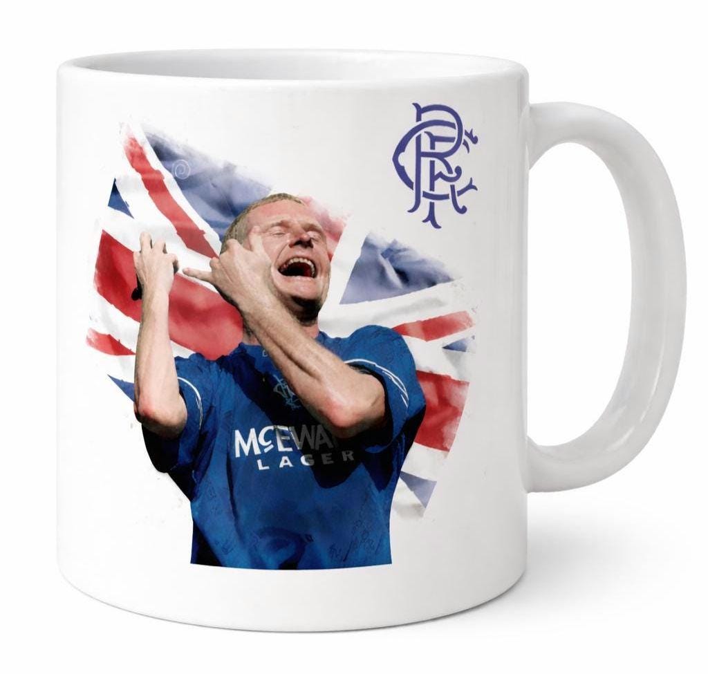 Rangers Inspired Gazza Mug, Football Fan Gift, Novelty Coffee Cup
