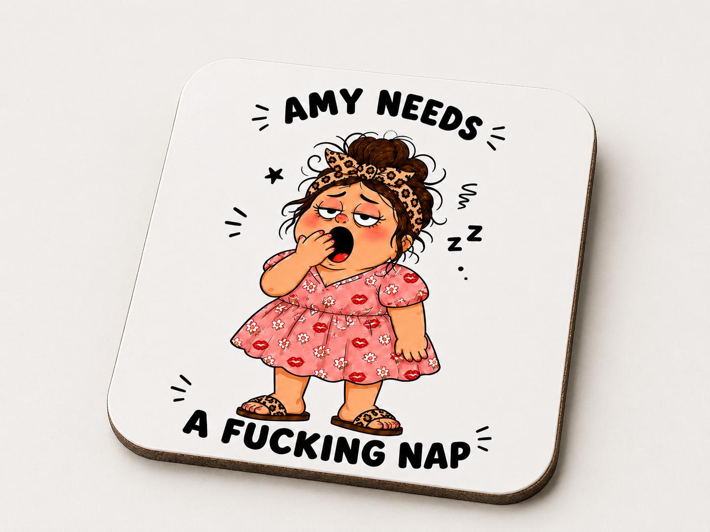 Personalised Funny Rude Mug, Needs A *ucking Nap Mug, Sweary Adult Humour Gift, Tired Mum Mug, Best Friend Birthday Gift