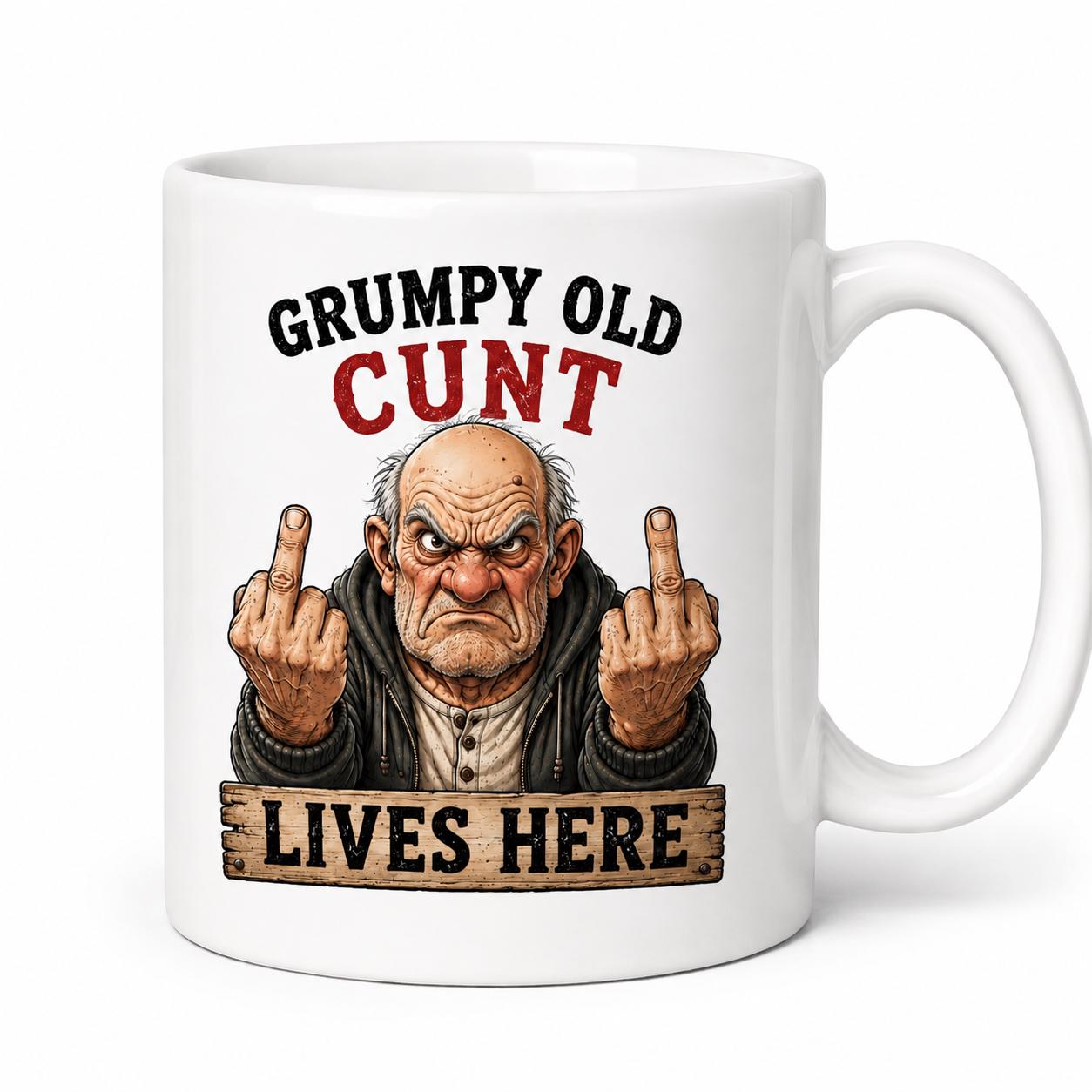 Rude Grumpy Old Man Mug – Funny Offensive Coffee Cup – Adult Humour Gift
