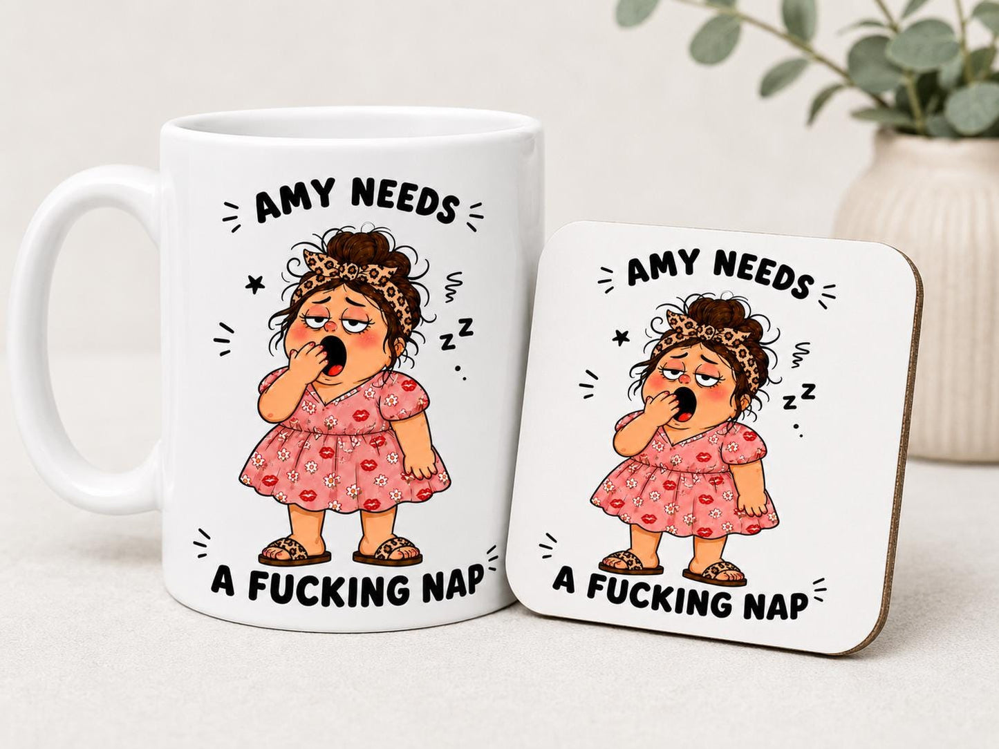 Personalised Funny Rude Mug, Needs A *ucking Nap Mug, Sweary Adult Humour Gift, Tired Mum Mug, Best Friend Birthday Gift