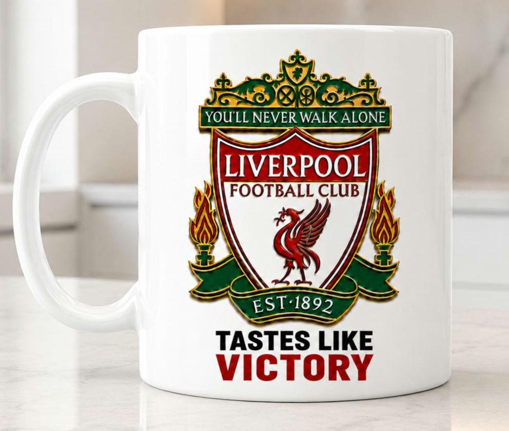 Liverpool FC Mug - Tastes Like Victory Football Fan Gift | YNWA Reds Soccer Coffee Cup, Anfield Supporter Merchandise, Birthday Gift for Him