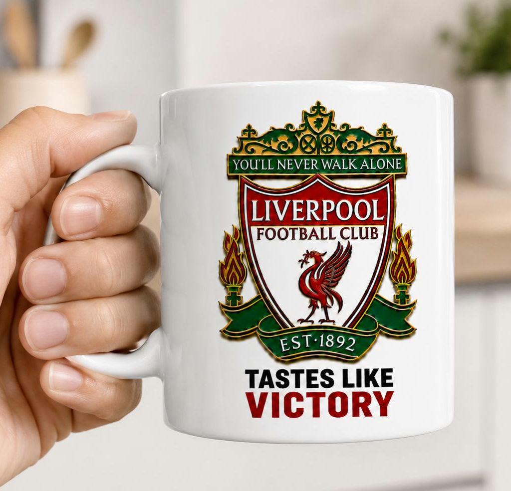 Liverpool FC Mug - Tastes Like Victory Football Fan Gift | YNWA Reds Soccer Coffee Cup, Anfield Supporter Merchandise, Birthday Gift for Him