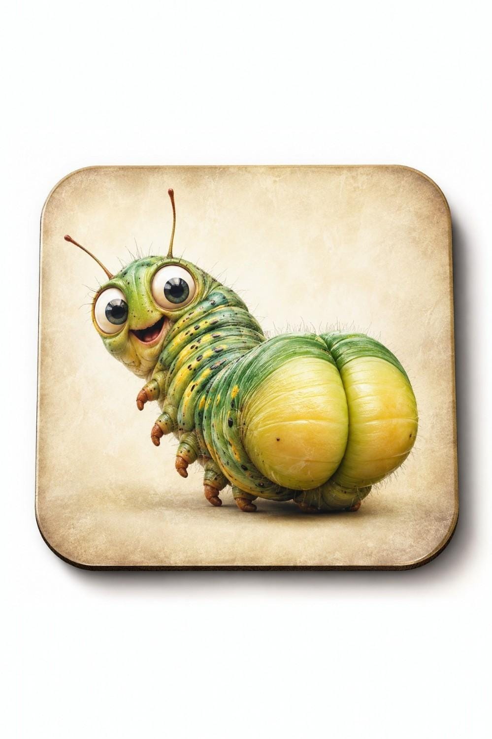 Funny Insect Coasters Set of 4, Bee Ant Caterpillar Ladybird Quirky Handmade Bug Gift