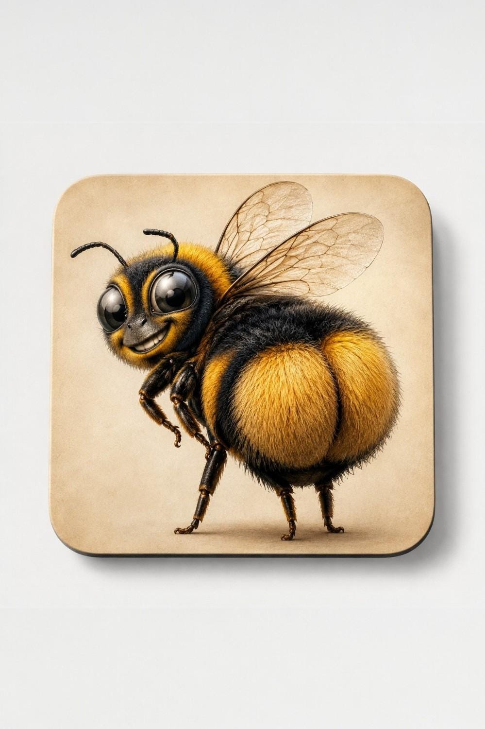 Funny Insect Coasters Set of 4, Bee Ant Caterpillar Ladybird Quirky Handmade Bug Gift