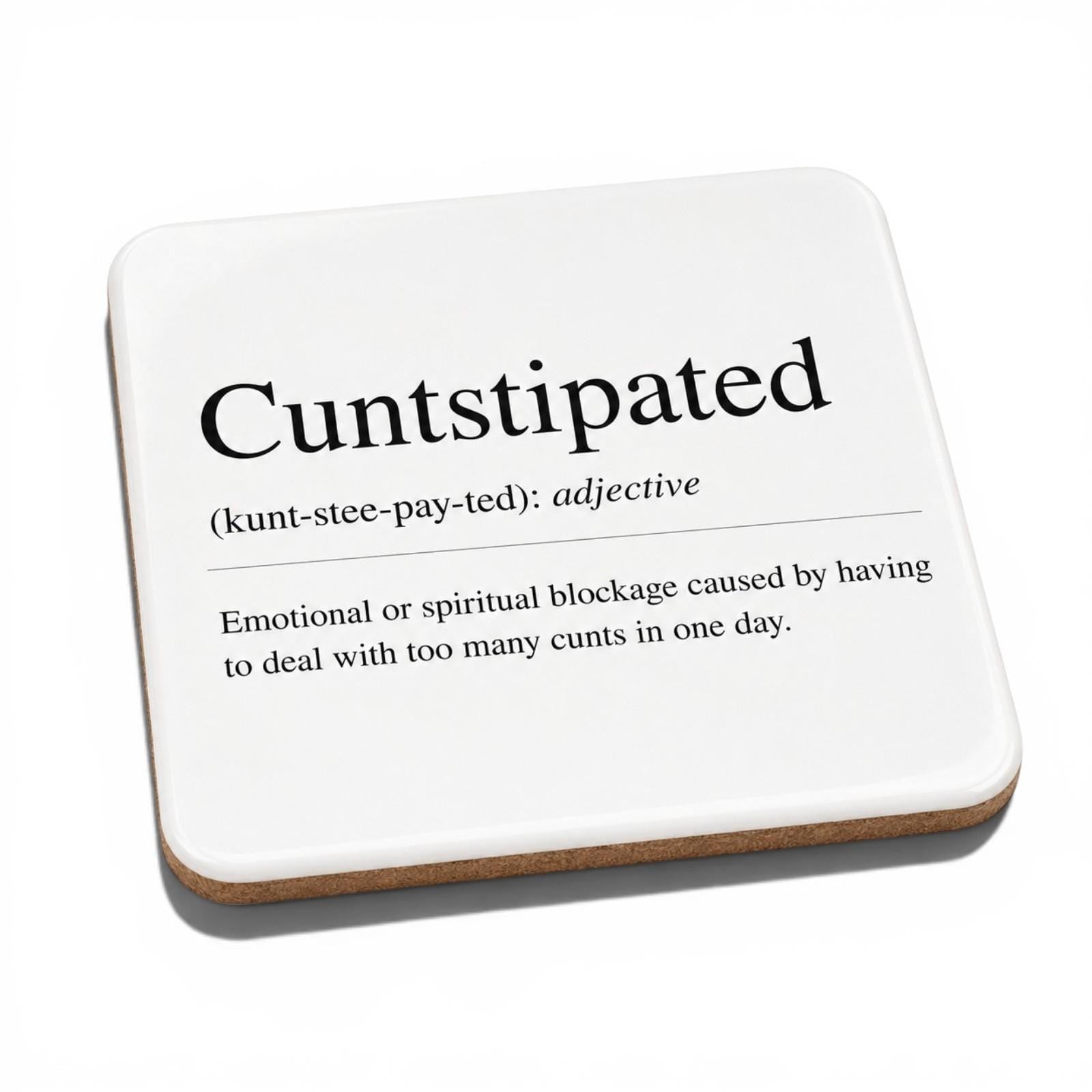 Rude Coasters Set of 4, Funny Adult Humour Drink Mats, Sweary Coaster Gift, Handmade Novelty Gift for Friends, Home Bar Decor