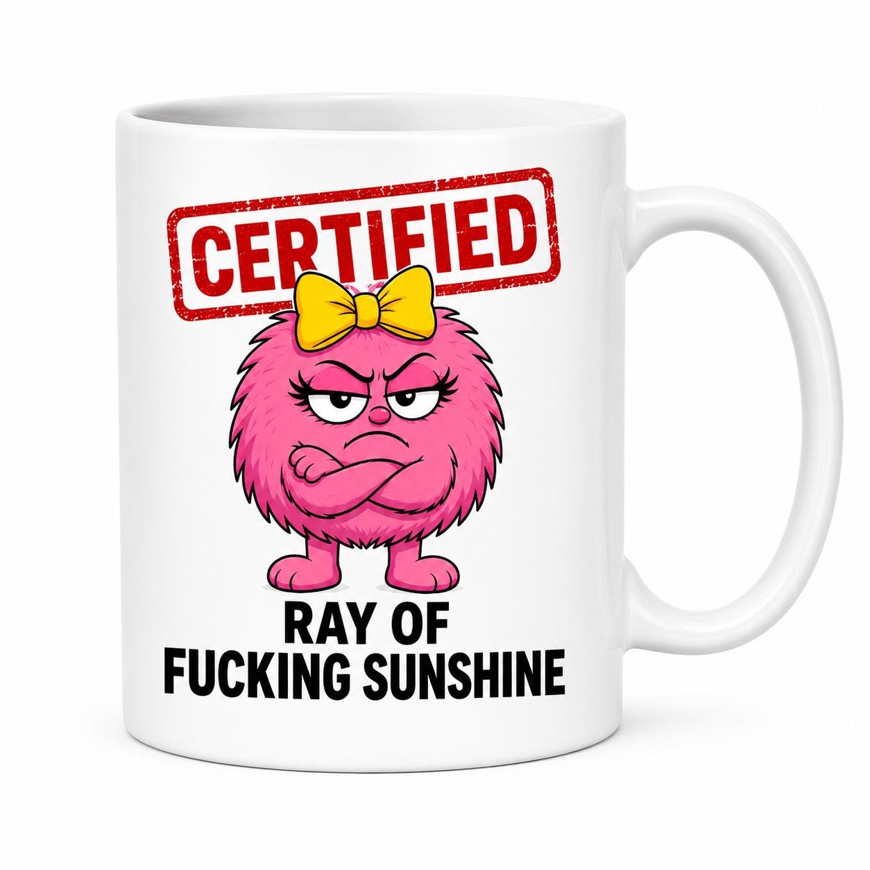 Funny Rude Coffee Mug | Ray of F*! cking Sunshine | Novelty Gift | Pink Character Mug | Office Mug | Coworker Gift | Sarcastic Mug