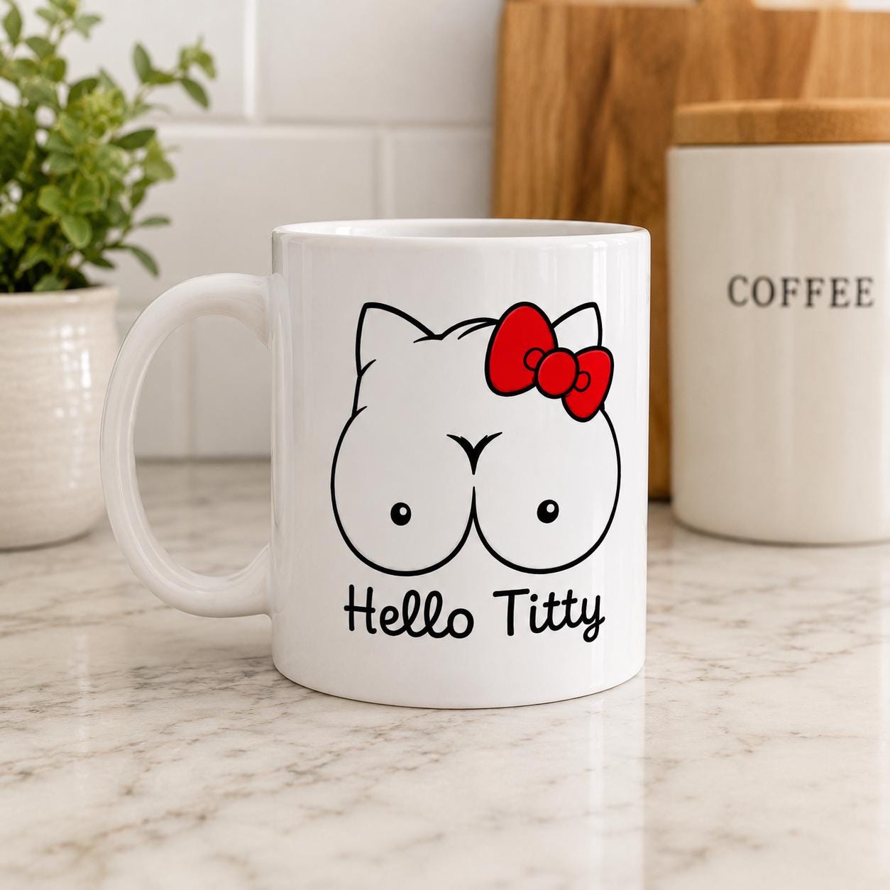 Funny Boob Cat Mug, Rude Novelty Coffee Mug, Adult Humour Gift, Funny Cat