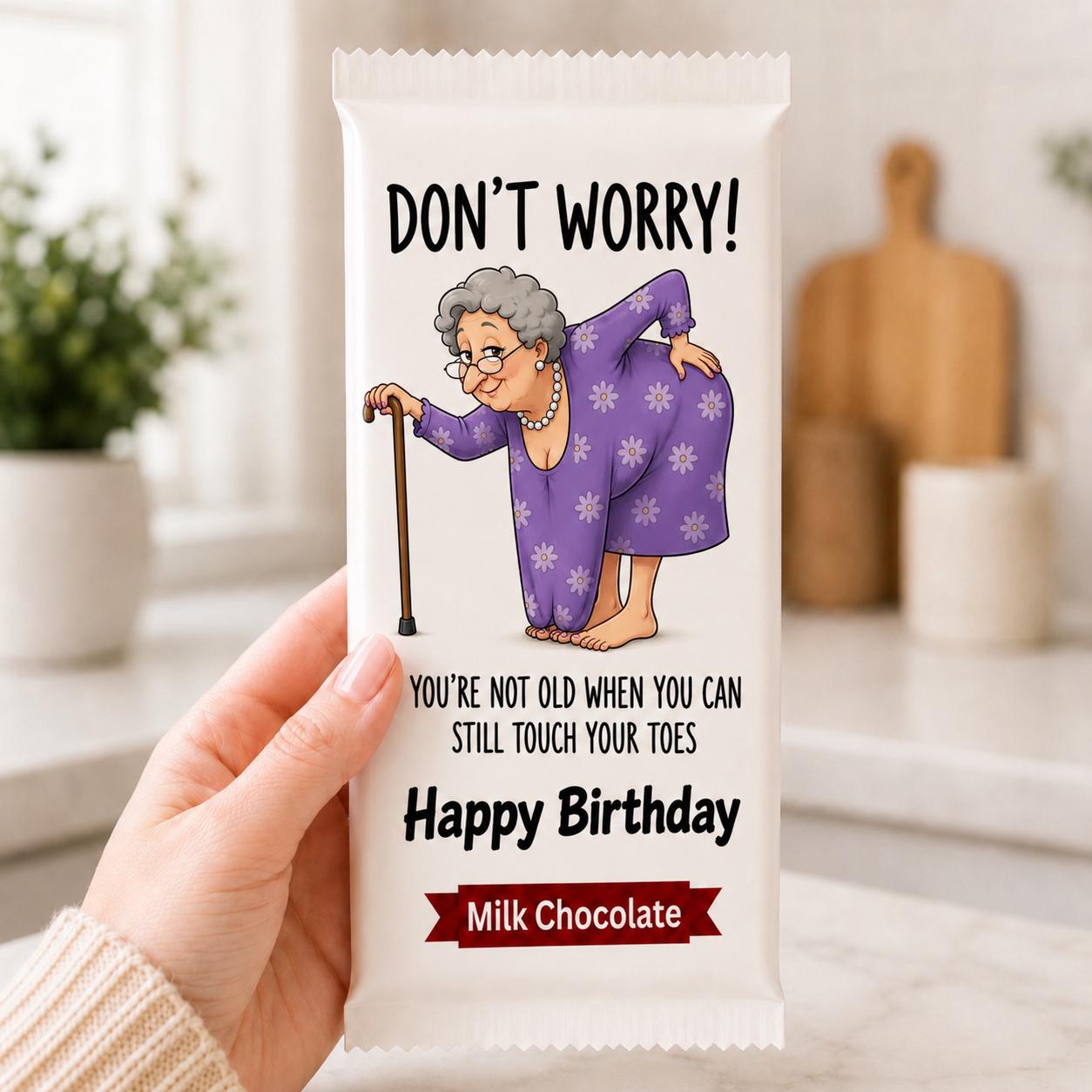 Personalised Birthday Chocolate Bar | CheekyBrewTime Original Design | Funny Old Age Gift For Her Mum Grandma Nan | Milestone Gag Gift