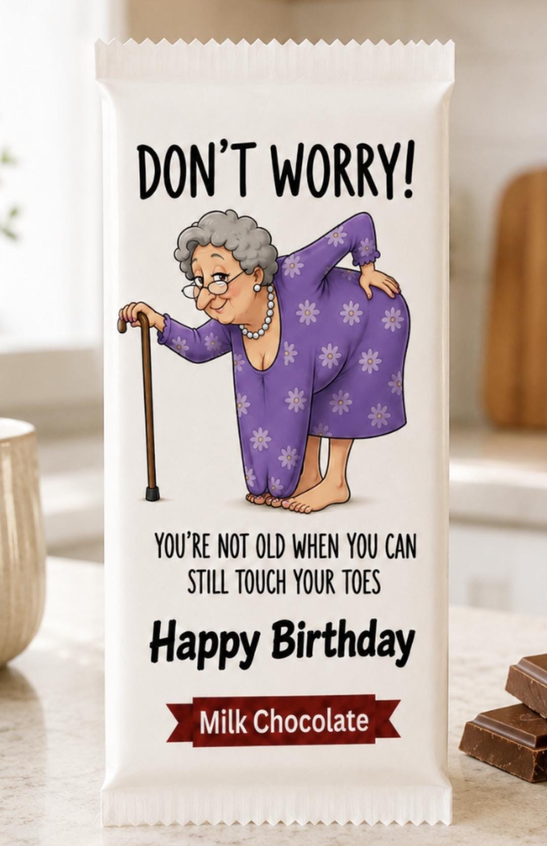Personalised Birthday Chocolate Bar | CheekyBrewTime Original Design | Funny Old Age Gift For Her Mum Grandma Nan | Milestone Gag Gift