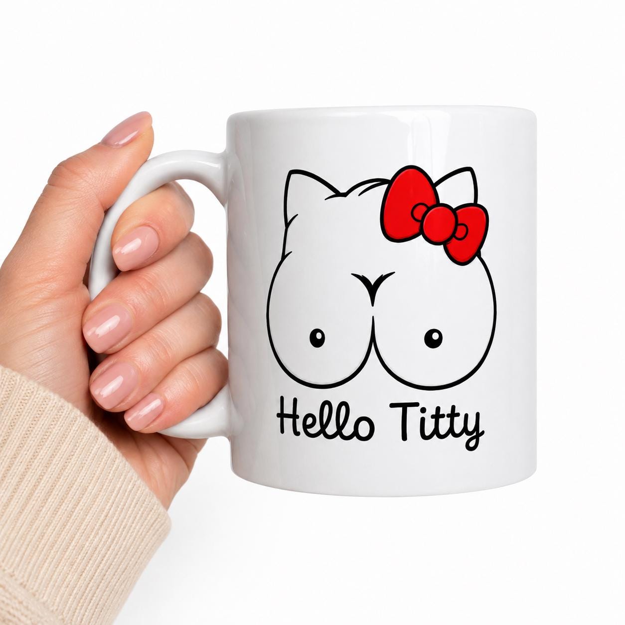 Funny Boob Cat Mug, Rude Novelty Coffee Mug, Adult Humour Gift, Funny Cat