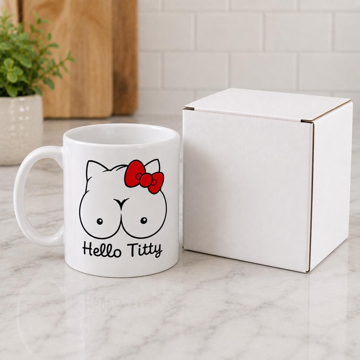 Funny Boob Cat Mug, Rude Novelty Coffee Mug, Adult Humour Gift, Funny Cat