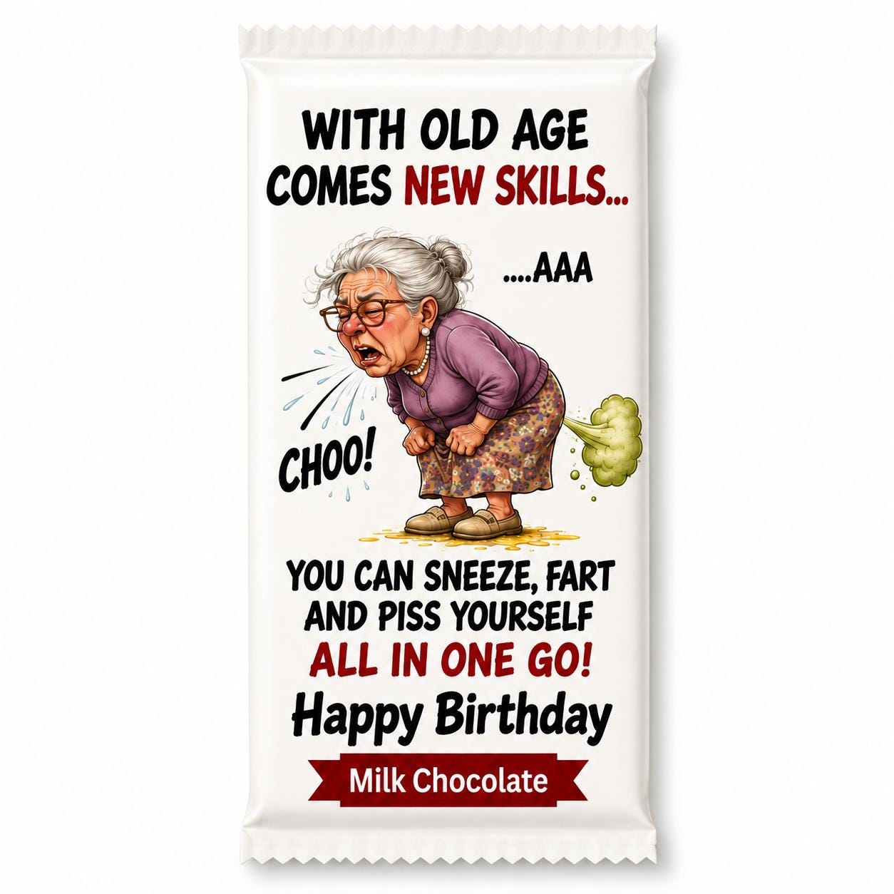 Rude Birthday Gift for women, Old Fart Gag Gift Chocolate Bar, Funny 50th 60th 70th Birthday Present for Mum Grandma Crude Novelty candy