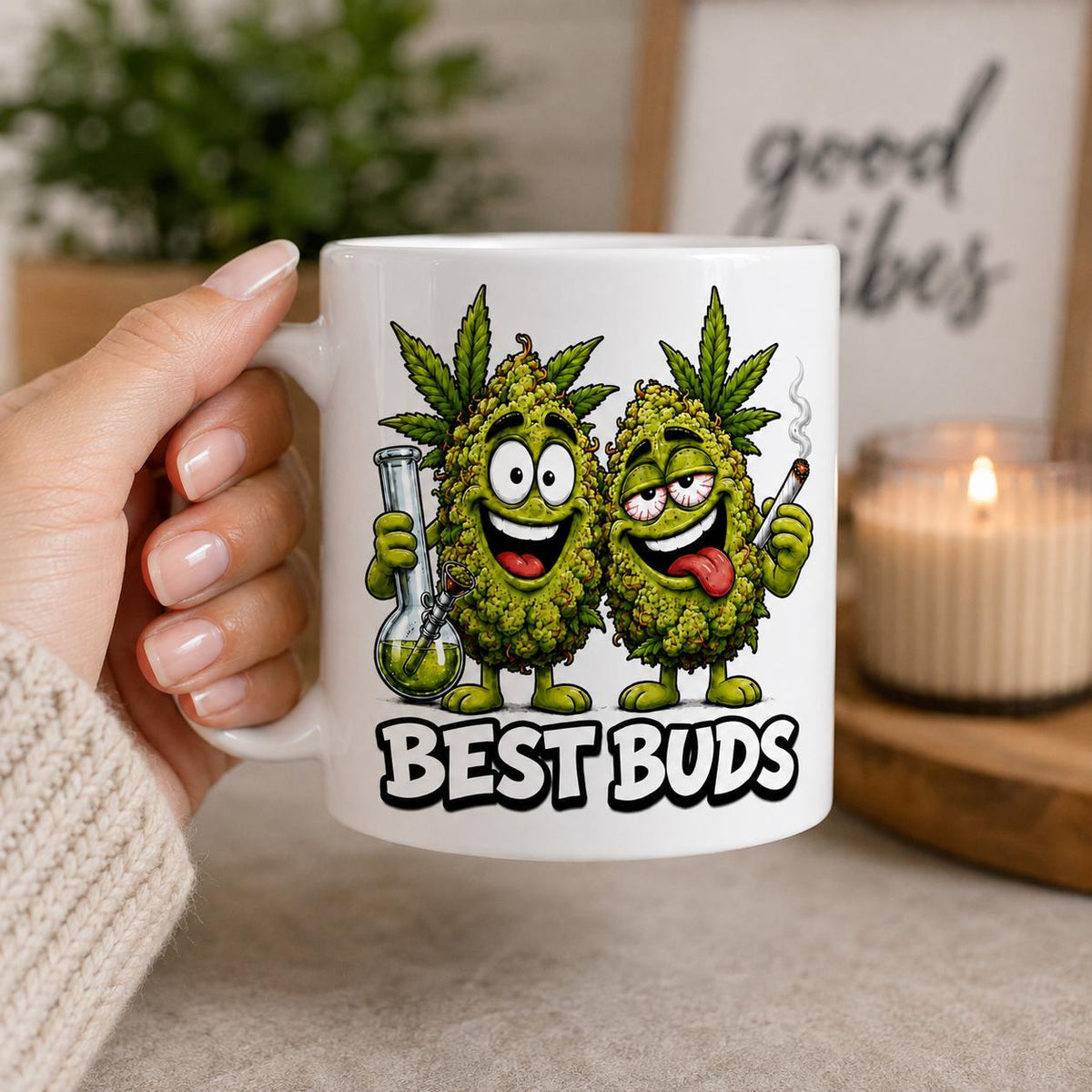 Funny weed  Gift For Friends, Cannabis Weed Coffee Cup, Novelty 420 Birthday Present, Joke Gag Gift. Best Buds