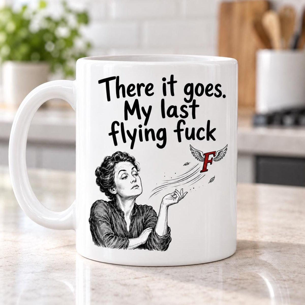 Funny Mug for Colleague, There Goes My Last Flying Fck Coffee Cup, Sarcastic Secret Santa Gift, Rude Office Humour, Birthday Gift for friend