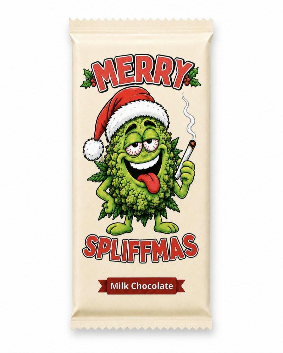 Rude Novelty Stoner Christmas Chocolate Bar, Secret Santa Stocking Filler, Novelty Joke Gag Gift For Friends, Spliffmas 420, 100g Milk Chocolate
