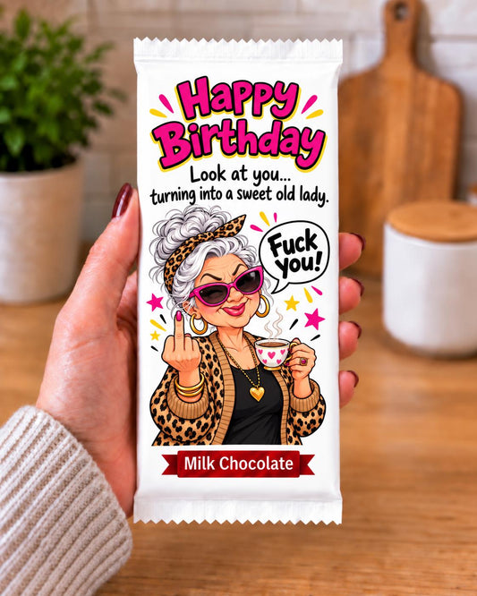 Milestone birthday chocolate bar for a 50th, 60th or 70th birthday