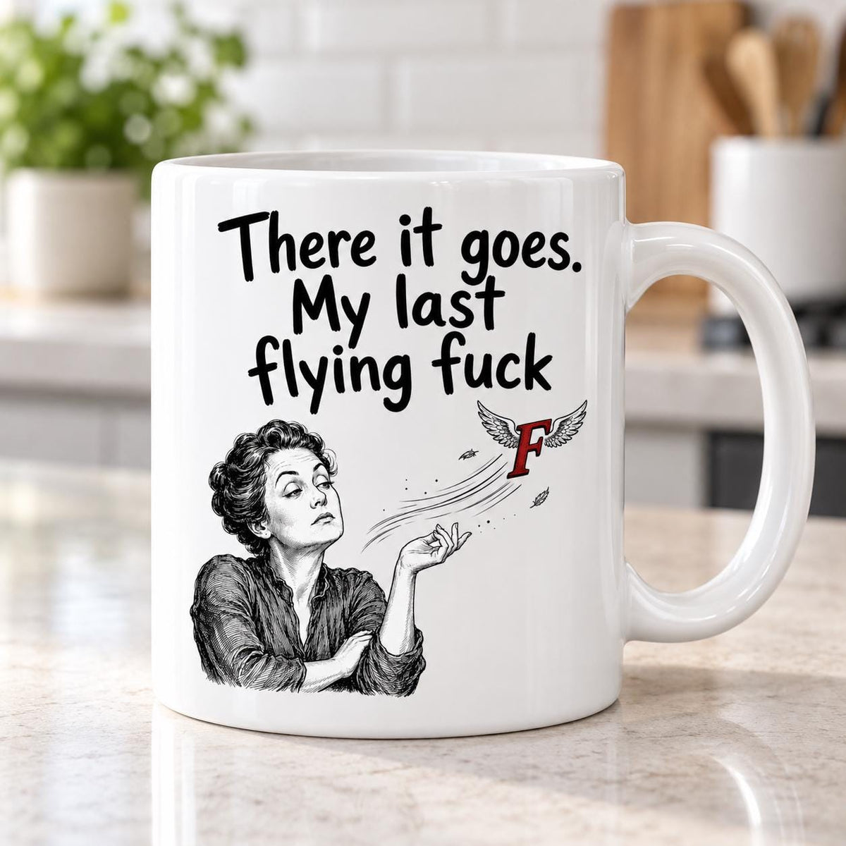 Funny Mug for Colleague, There Goes My Last Flying Fck Coffee Cup, Sarcastic Secret Santa Gift, Rude Office Humour, Birthday Gift for friend
