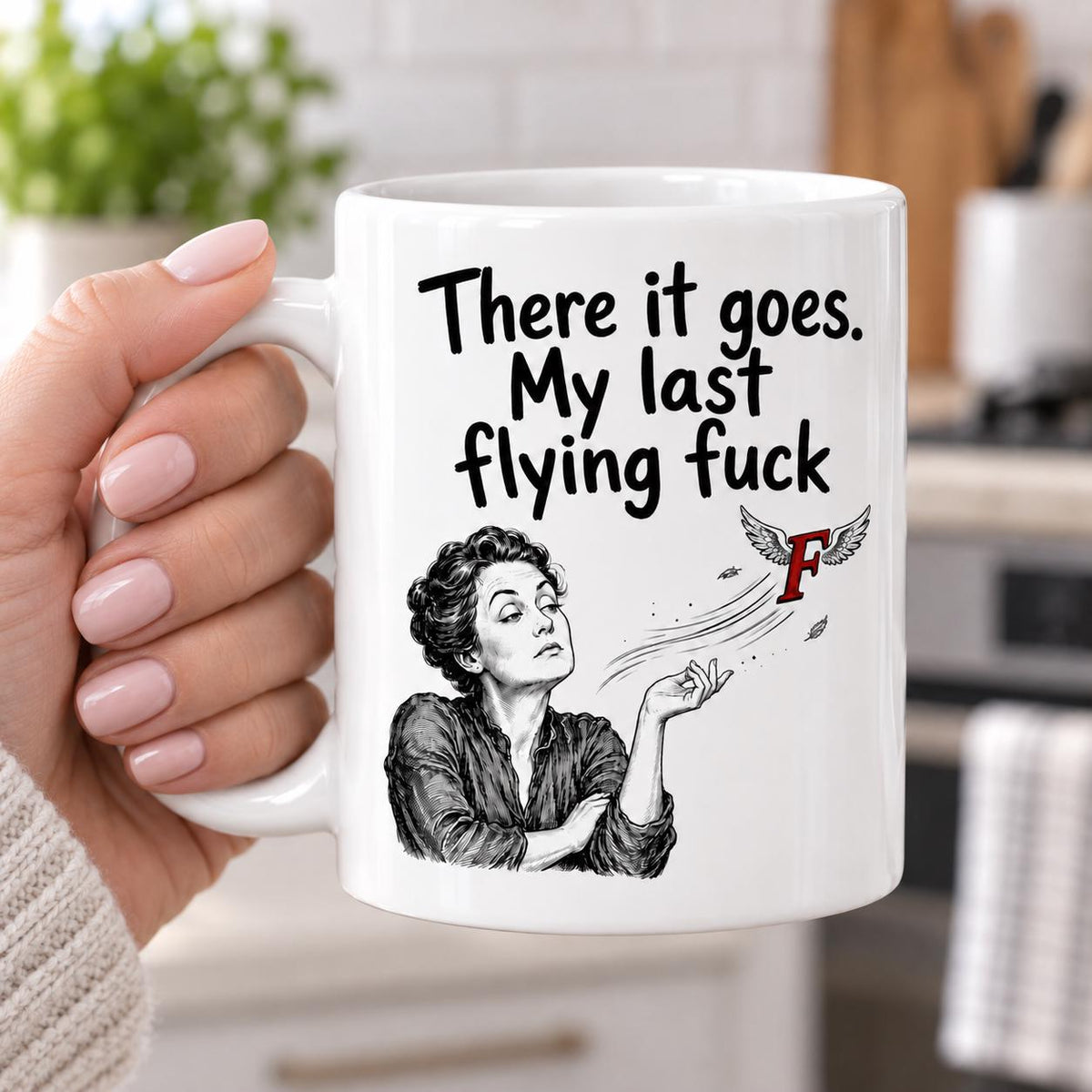 Funny Mug for Colleague, There Goes My Last Flying Fck Coffee Cup, Sarcastic Secret Santa Gift, Rude Office Humour, Birthday Gift for friend