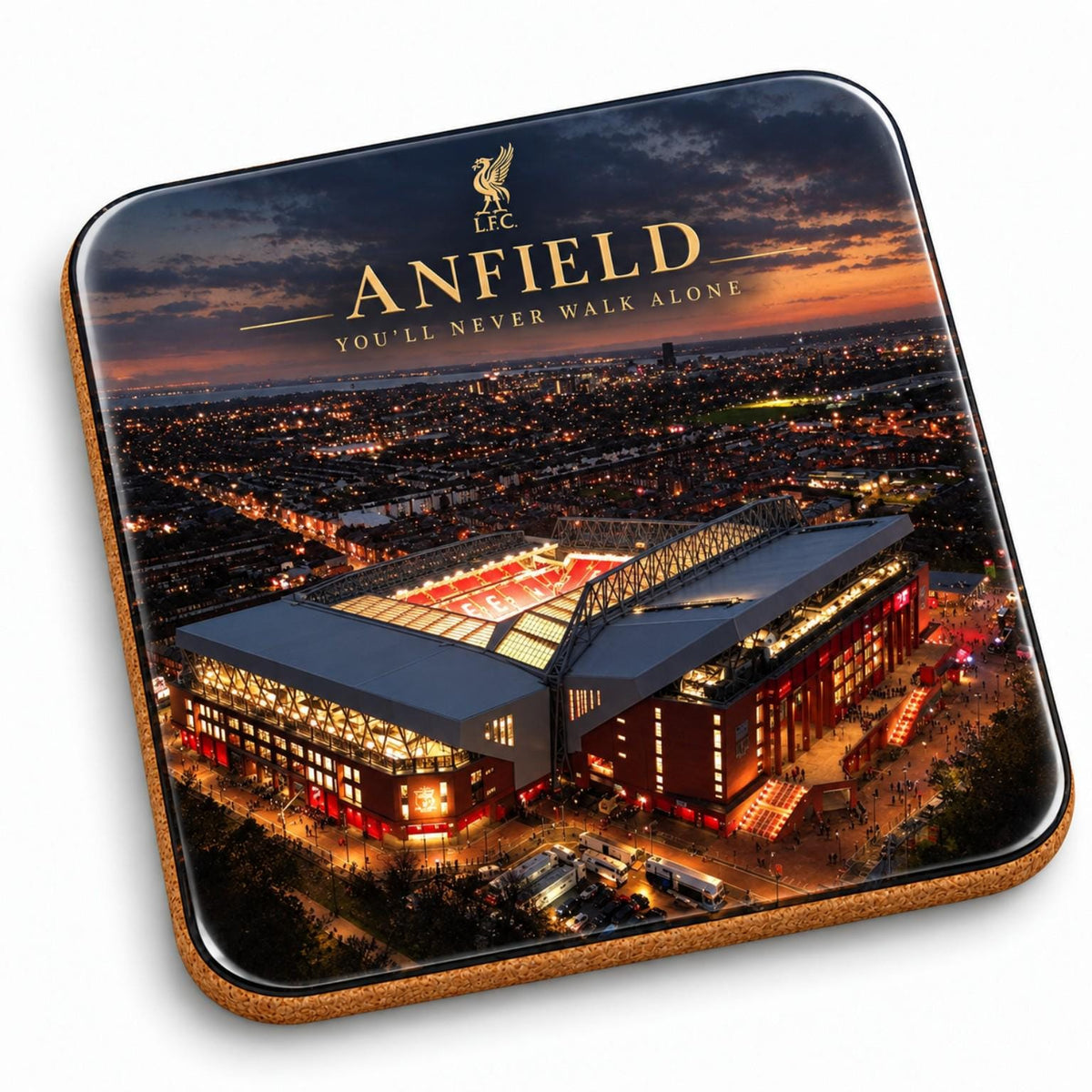 Liverpool Football Gift Coasters Set of 4, LFC Anfield Stadium Drink Coasters, Jürgen Klopp Fan Merch, Soccer Man Cave Decor, Gifts for Him