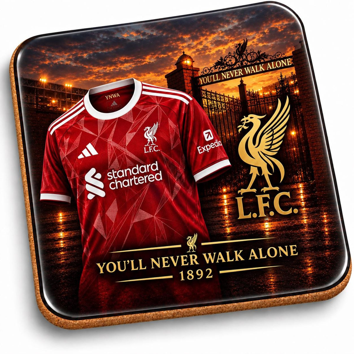 Liverpool Football Gift Coasters Set of 4, LFC Anfield Stadium Drink Coasters, Jürgen Klopp Fan Merch, Soccer Man Cave Decor, Gifts for Him