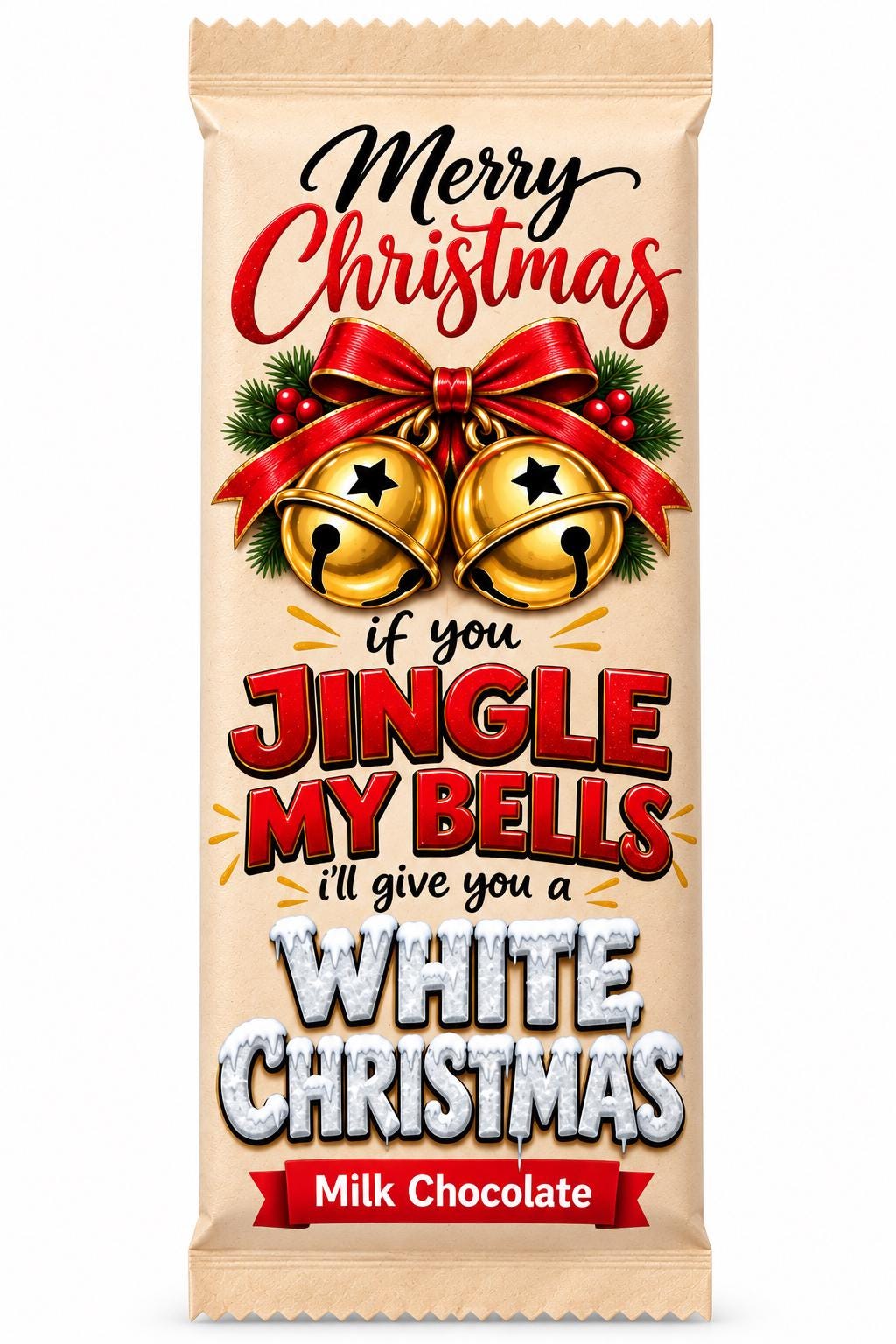 Funny Christmas Chocolate Bar Gift, Rude Secret Santa Present, Cheeky Adult Humour Stocking Filler, Jingle My Bells Milk Chocolate 100g