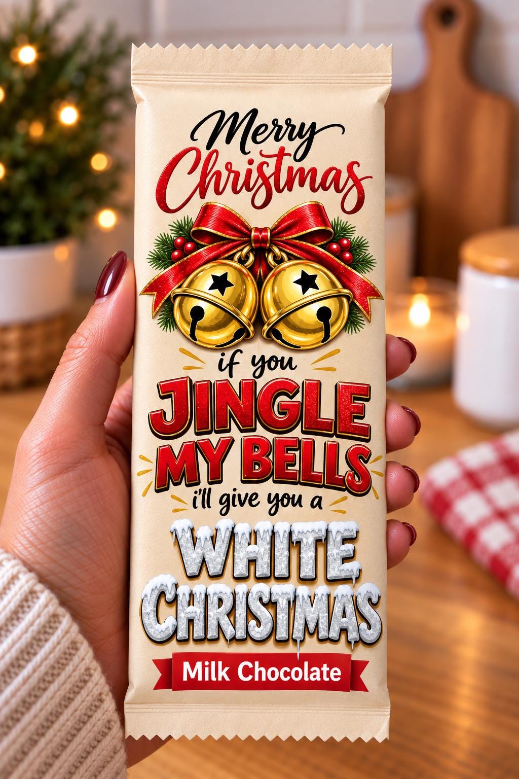 Funny Christmas Chocolate Bar Gift, Rude Secret Santa Present, Cheeky Adult Humour Stocking Filler, Jingle My Bells Milk Chocolate 100g