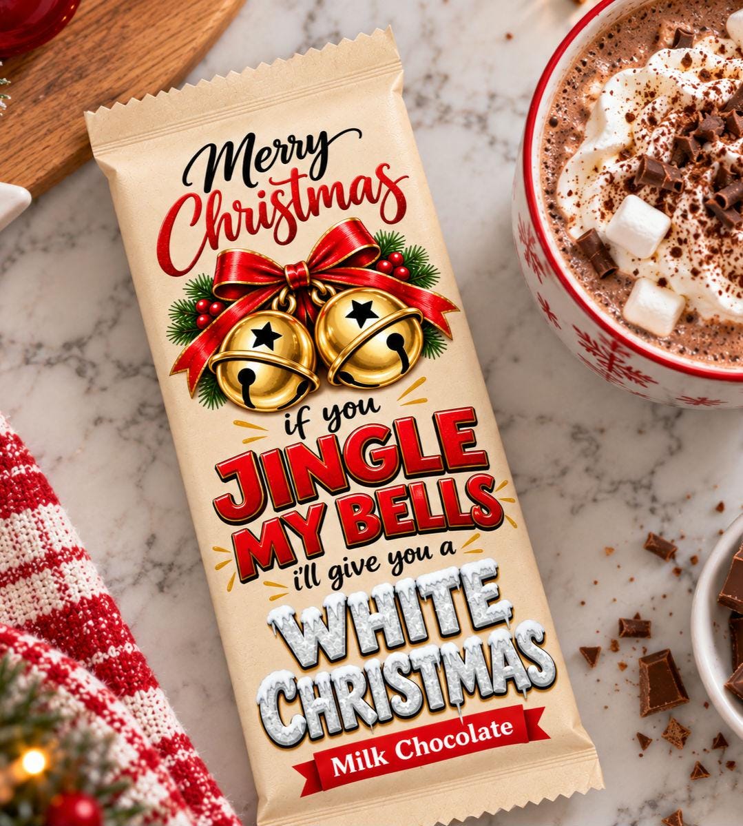Funny Christmas Chocolate Bar Gift, Rude Secret Santa Present, Cheeky Adult Humour Stocking Filler, Jingle My Bells Milk Chocolate 100g