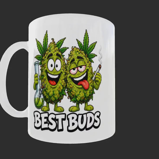  Funny Stoner Gift For Friends, Best Buds Cannabis Weed Coffee Cup, Novelty 420 Birthday Present, Joke Gag Gift.