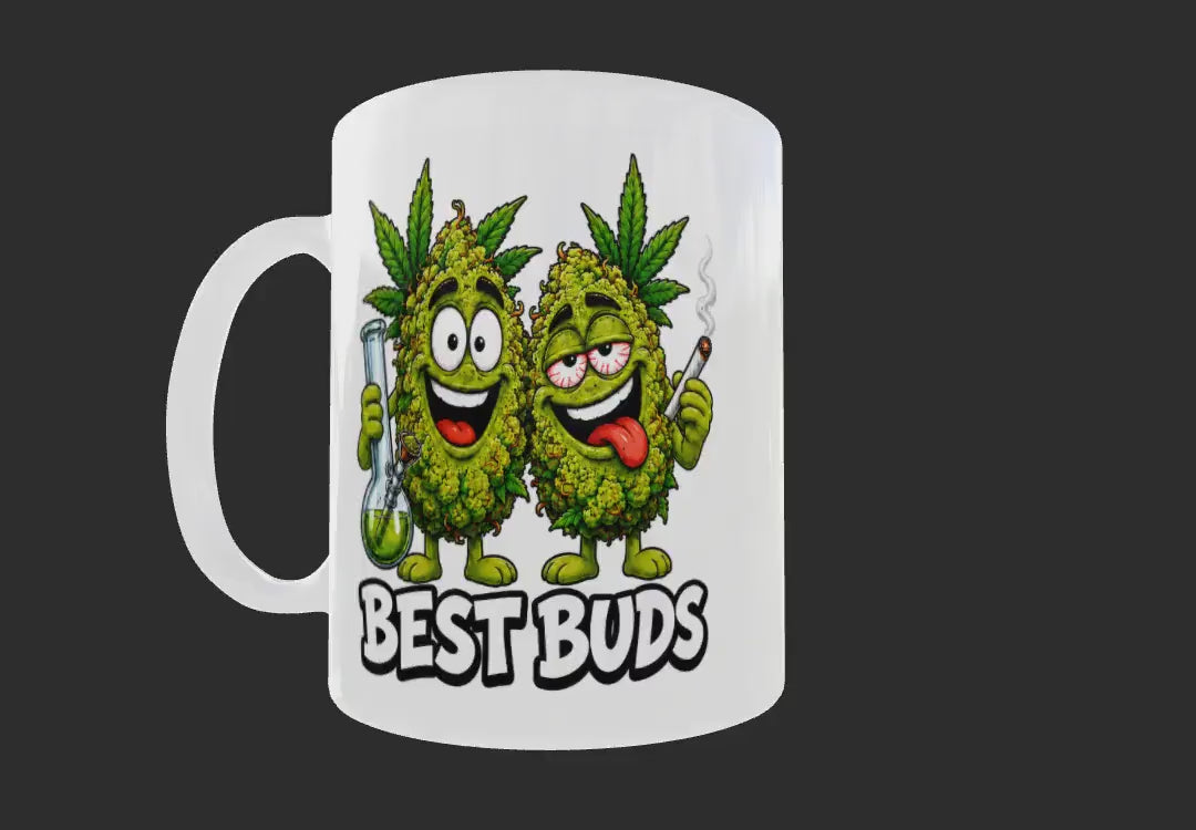  Funny Stoner Gift For Friends, Best Buds Cannabis Weed Coffee Cup, Novelty 420 Birthday Present, Joke Gag Gift.