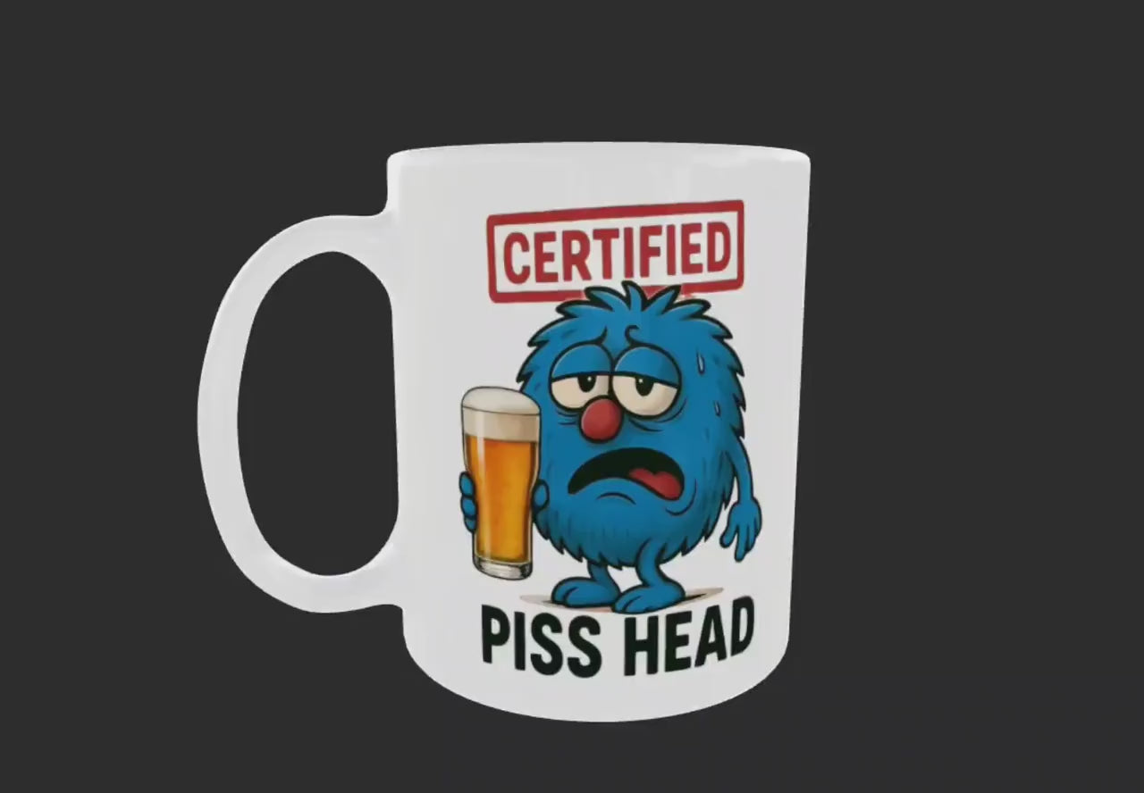 Funny Piss Head Mug, Funny Boozy Gift for Him