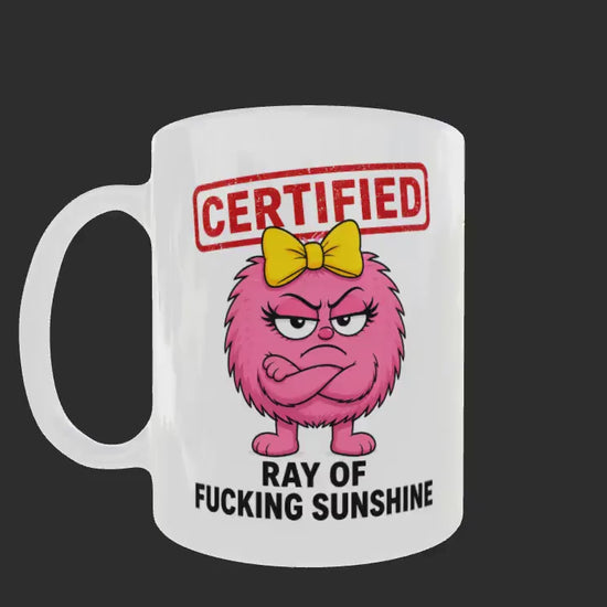 Funny Rude Coffee Mug | Ray of F*! cking Sunshine | Novelty Gift | Pink Character Mug | Office Mug | Coworker Gift | Sarcastic Mug