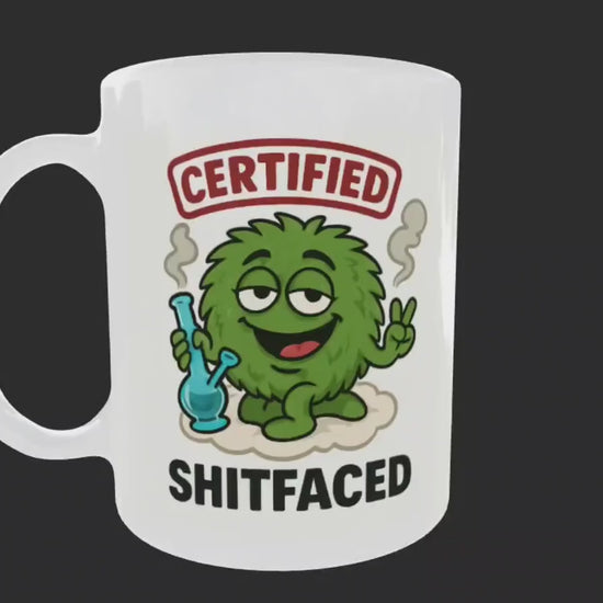 Funny Shitfaced Mug – Funny Cannabis Weed Stoner Cartoon Coffee Cup Xmas Stocking Filler