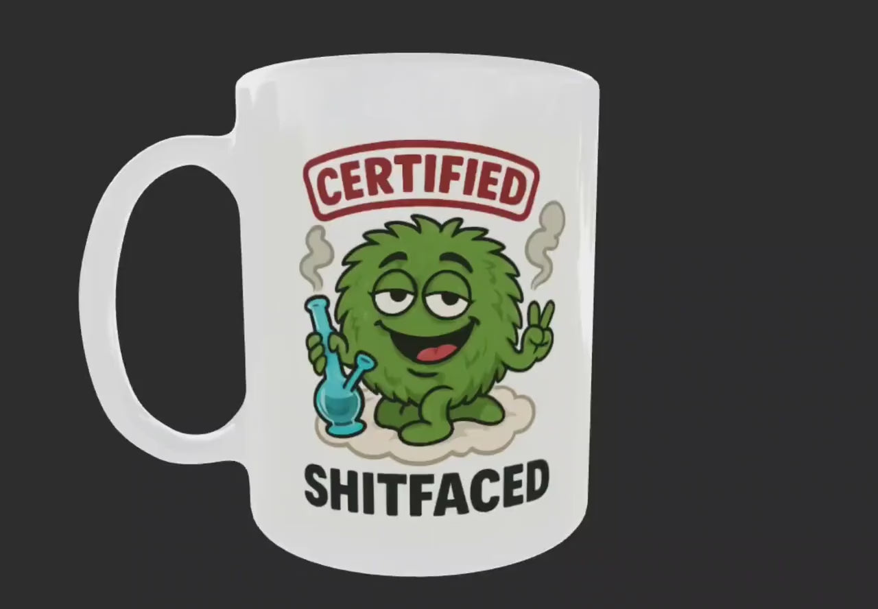 Funny Shitfaced Mug – Funny Cannabis Weed Stoner Cartoon Coffee Cup Xmas Stocking Filler