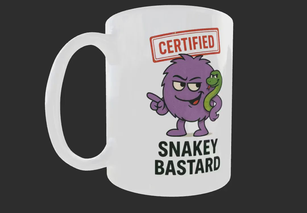 Funny Novelty Snakey Bas*ard Coffee mug Rude Cartoon Mug For Men