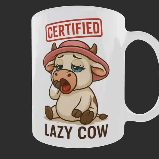 Lazy Cow Ceramic Coffee Mug, Funny Gift For Women