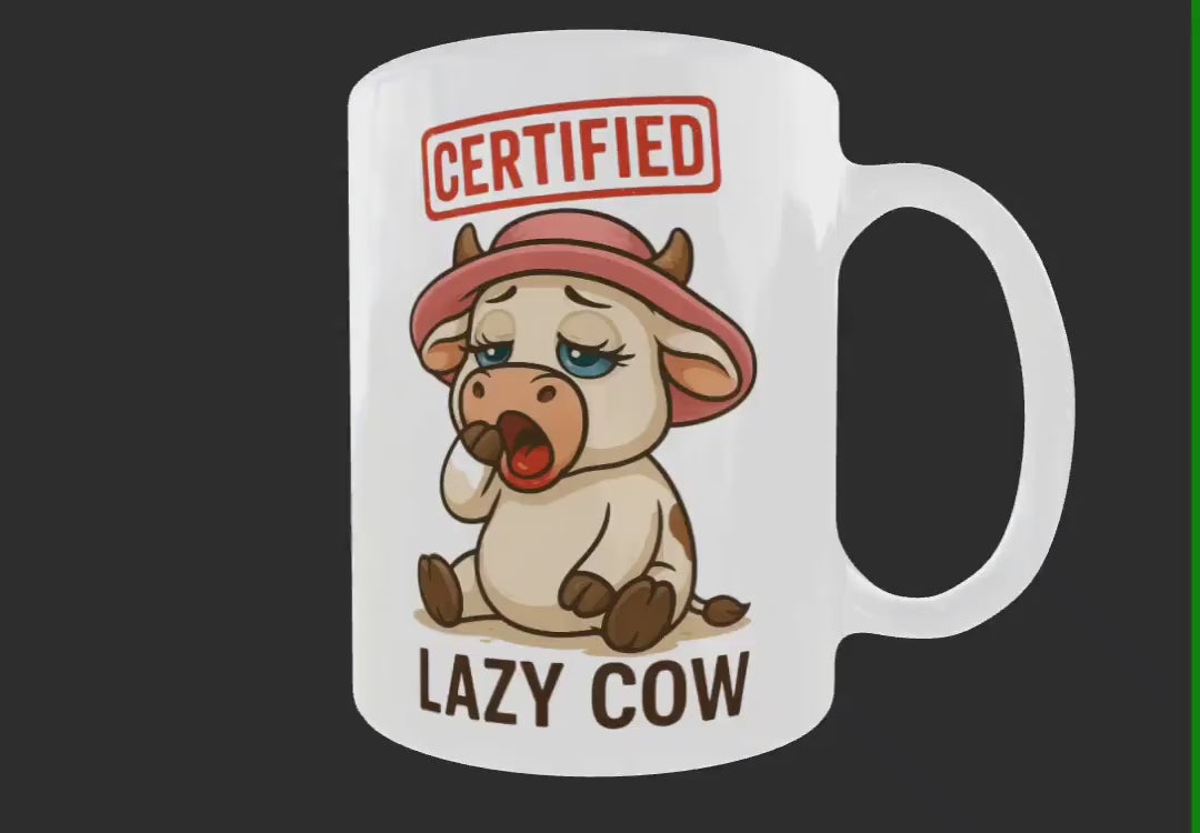 Lazy Cow Ceramic Coffee Mug, Funny Gift For Women