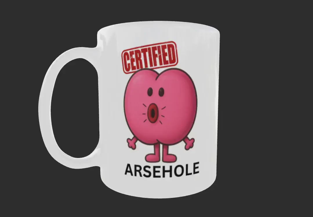 Funny Ar*ehole Mug – Funny Rude Cartoon Coffee Cup Gift Fof Men, Adult Humour